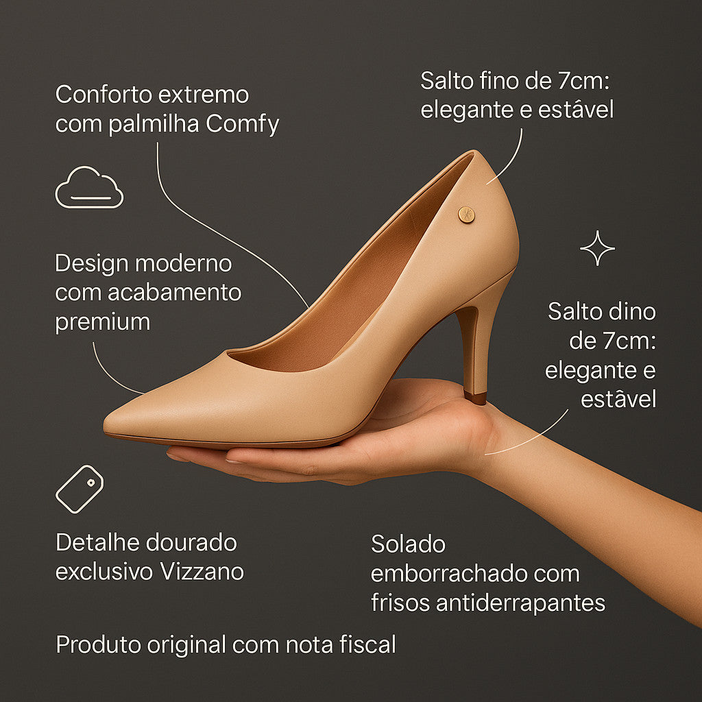 Scarpin Vizzano Feminino Salto Baixo Fino Macio