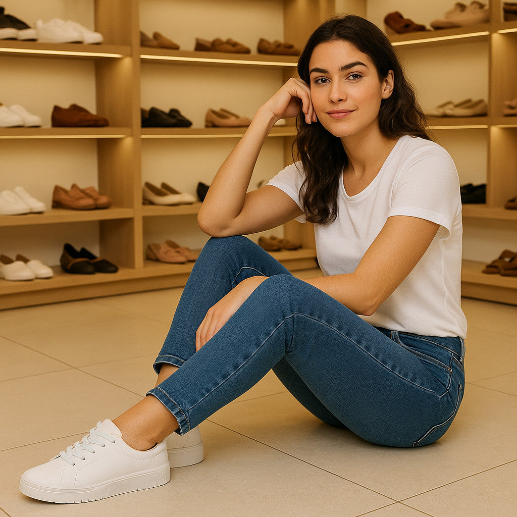 Tênis Feminino Casual Moleca Branco leve e Confortável