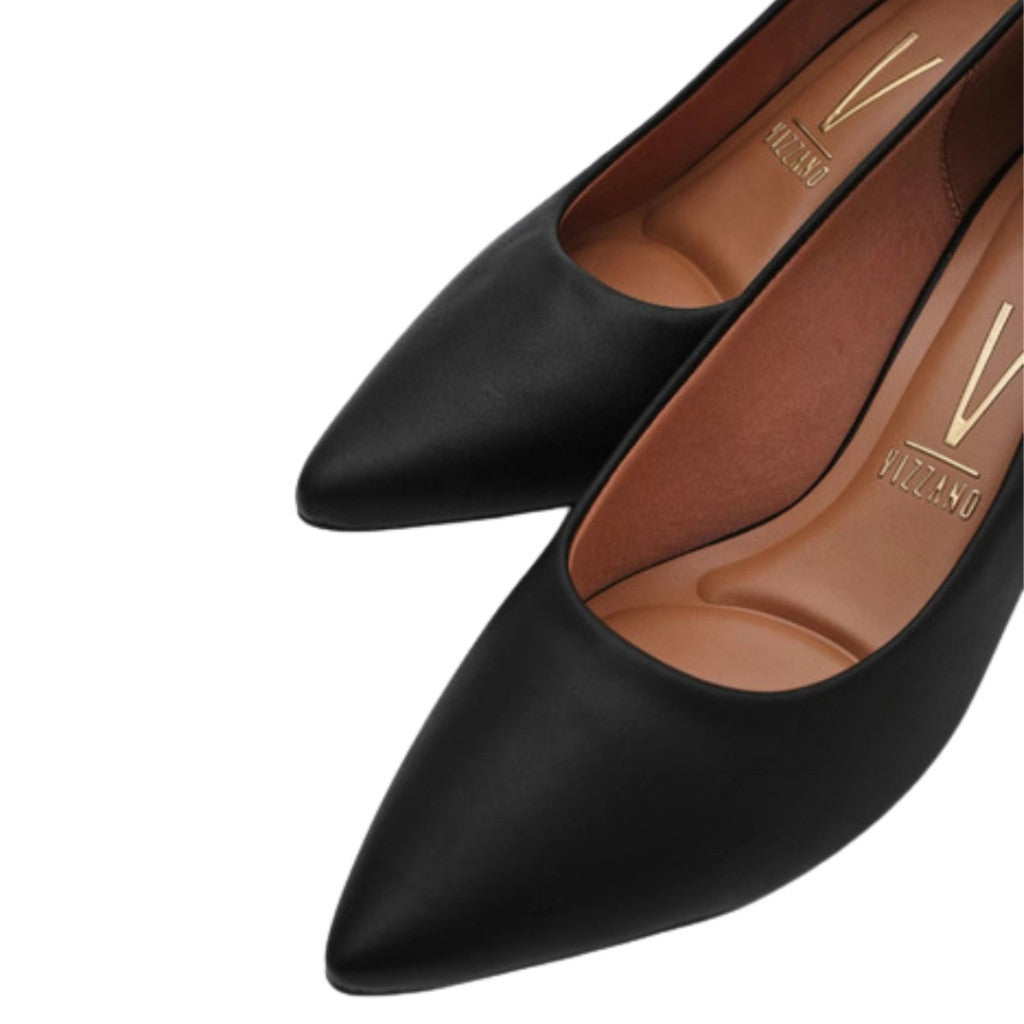 Sapato Scarpin Feminino Vizzano Salto Baixo Quadrado Bloco Grosso Bico Fino
