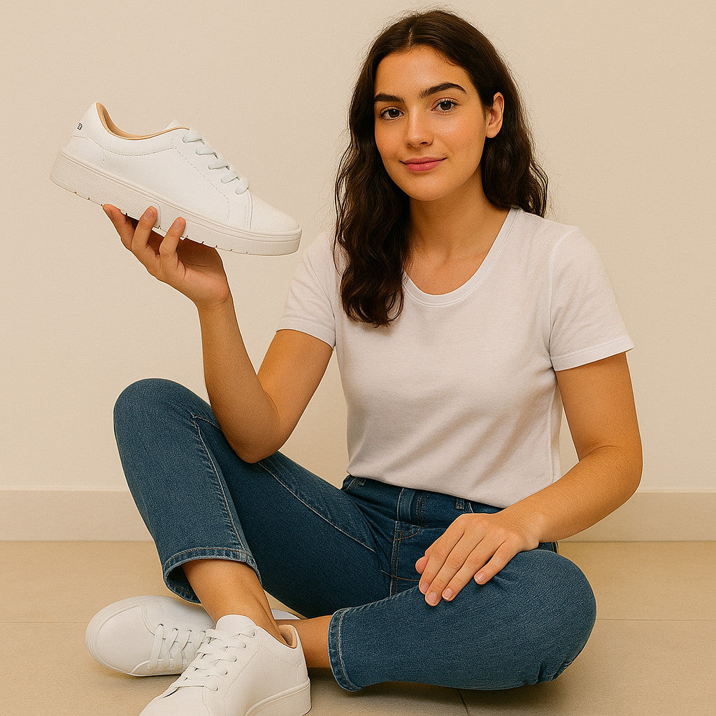 Tênis Feminino Casual Moleca Branco leve e Confortável