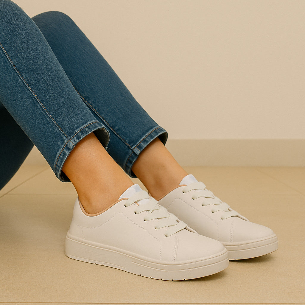 Tênis Feminino Casual Moleca Branco leve e Confortável