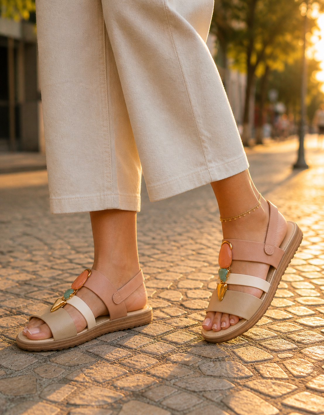Sandália Modare Pedraria Ortopédica Feminina para Uso Diário com Conforto Anatômico