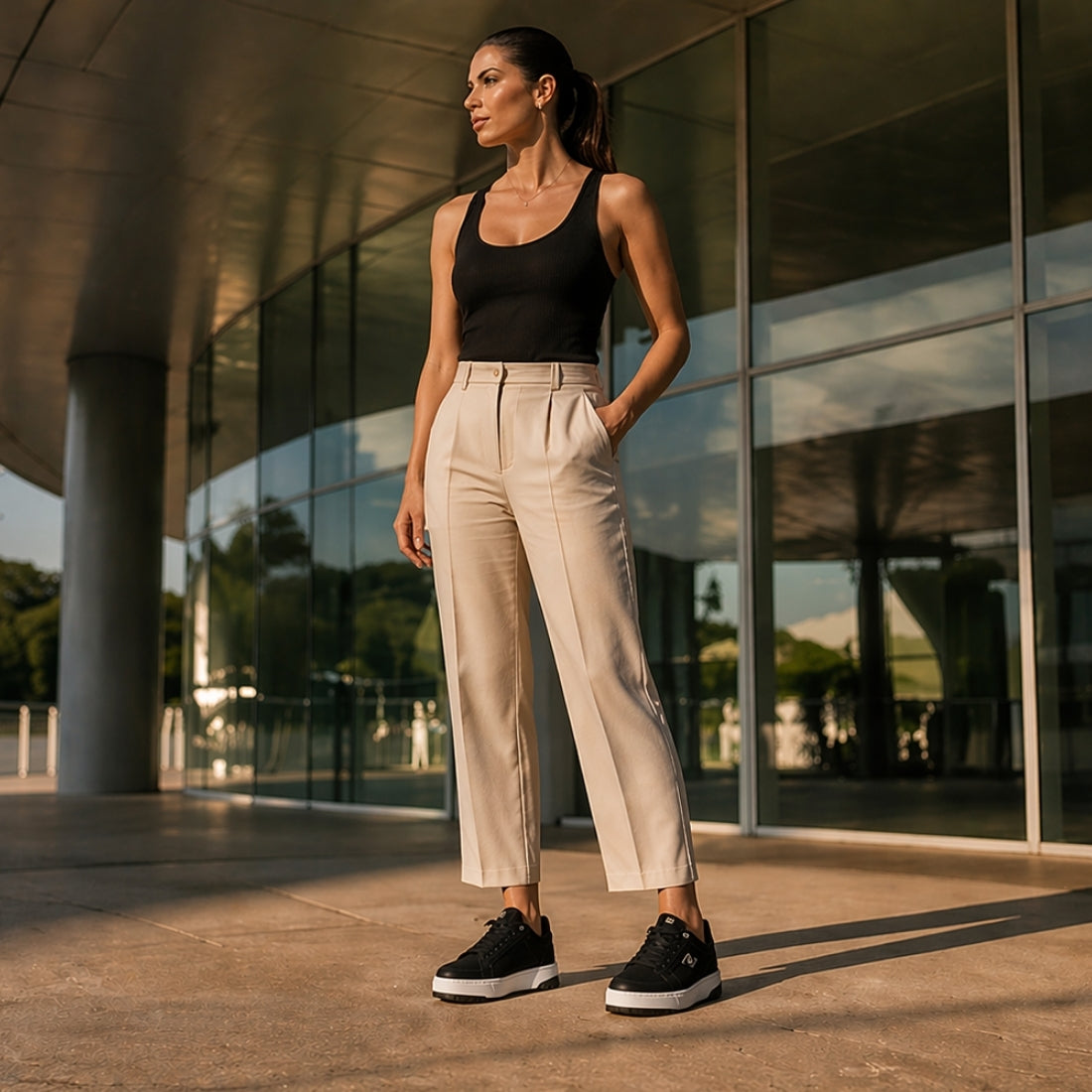 Via Marte Tênis Flatform Preto Camurça e Branco Crystal — Estilo Premium para o Dia a Dia