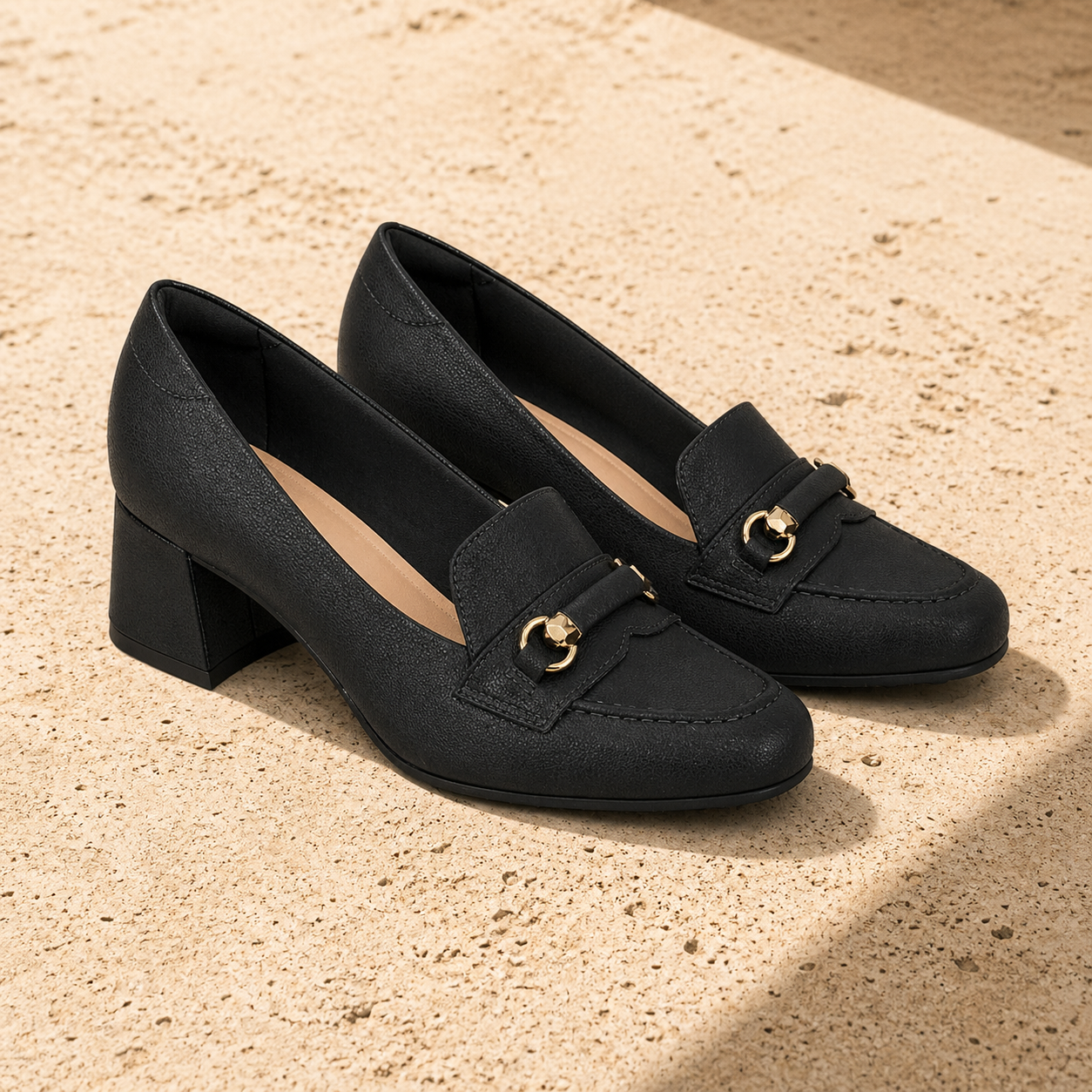 Scarpin Mocassim Modare Salto Bloco Baixo Confortável para Trabalho e Dia a Dia