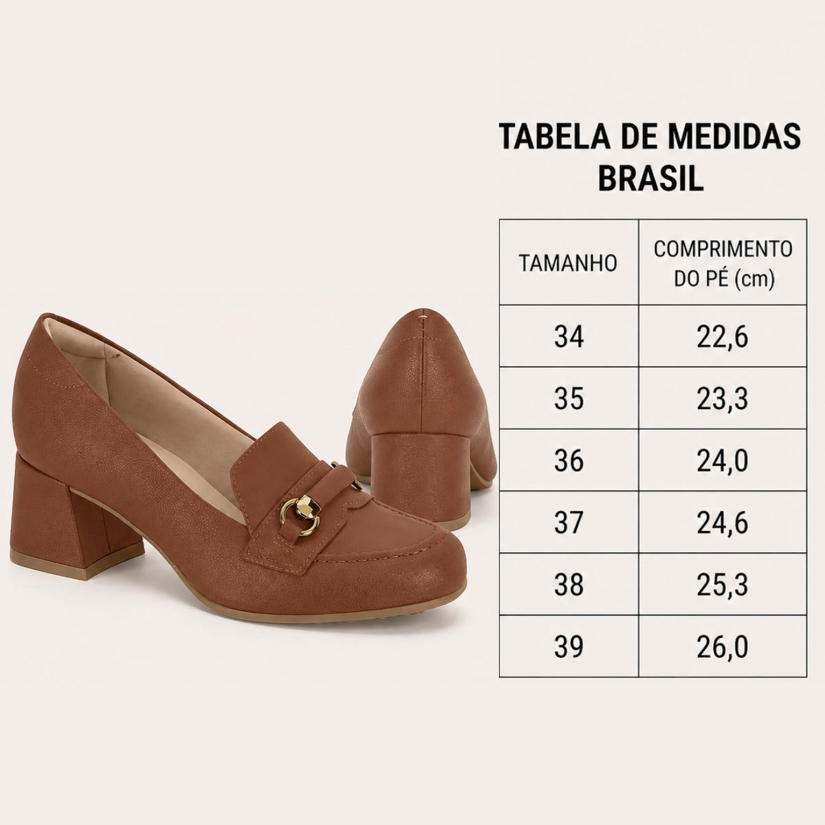 Scarpin Mocassim Modare Salto Bloco Baixo Confortável para Trabalho e Dia a Dia