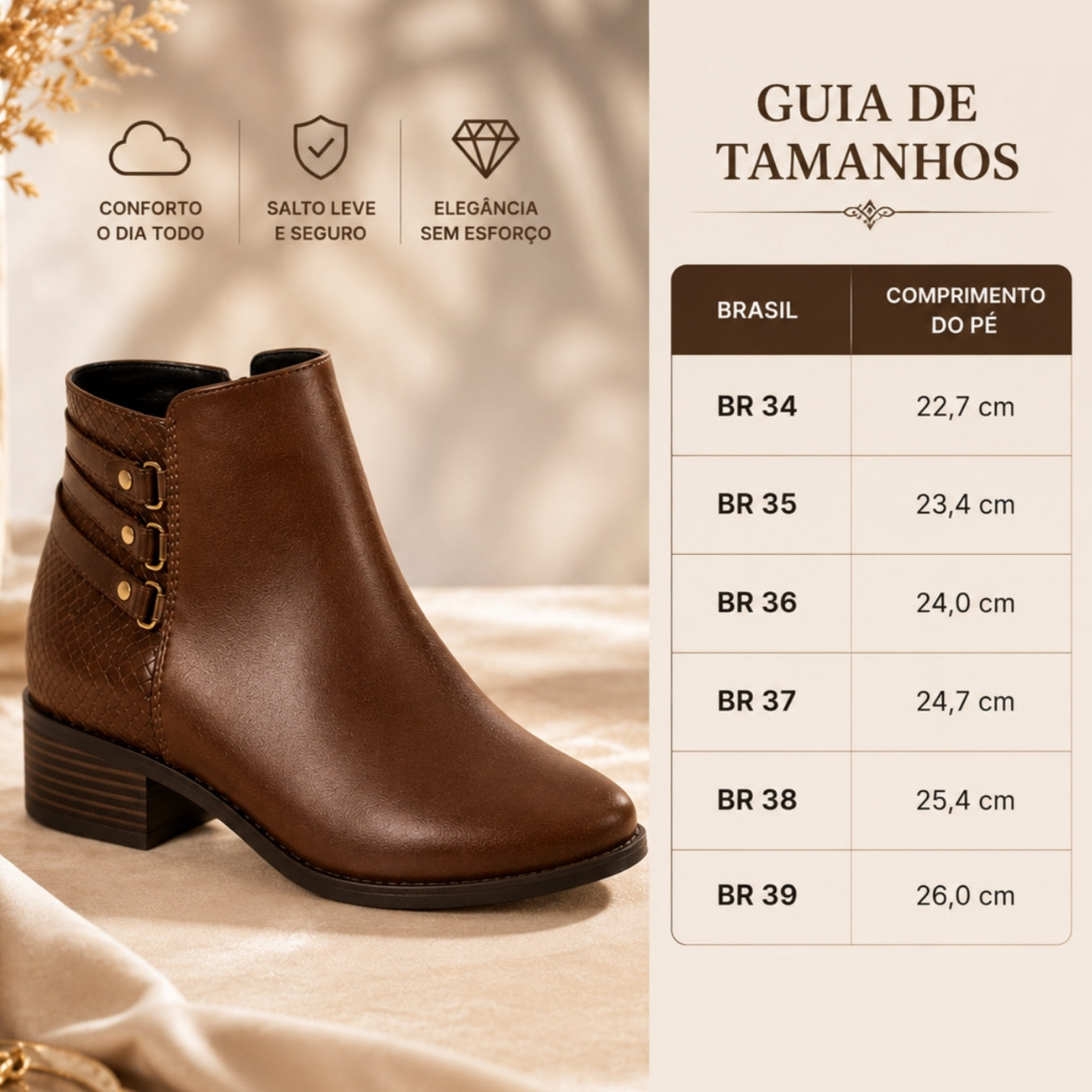Bota Modare Feminina | Salto Baixo Seguro | Elegância Todos os Dias