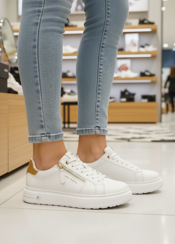 Tênis Via Marte Feminino Casual Lindo Novo Flatform Original com Ziper