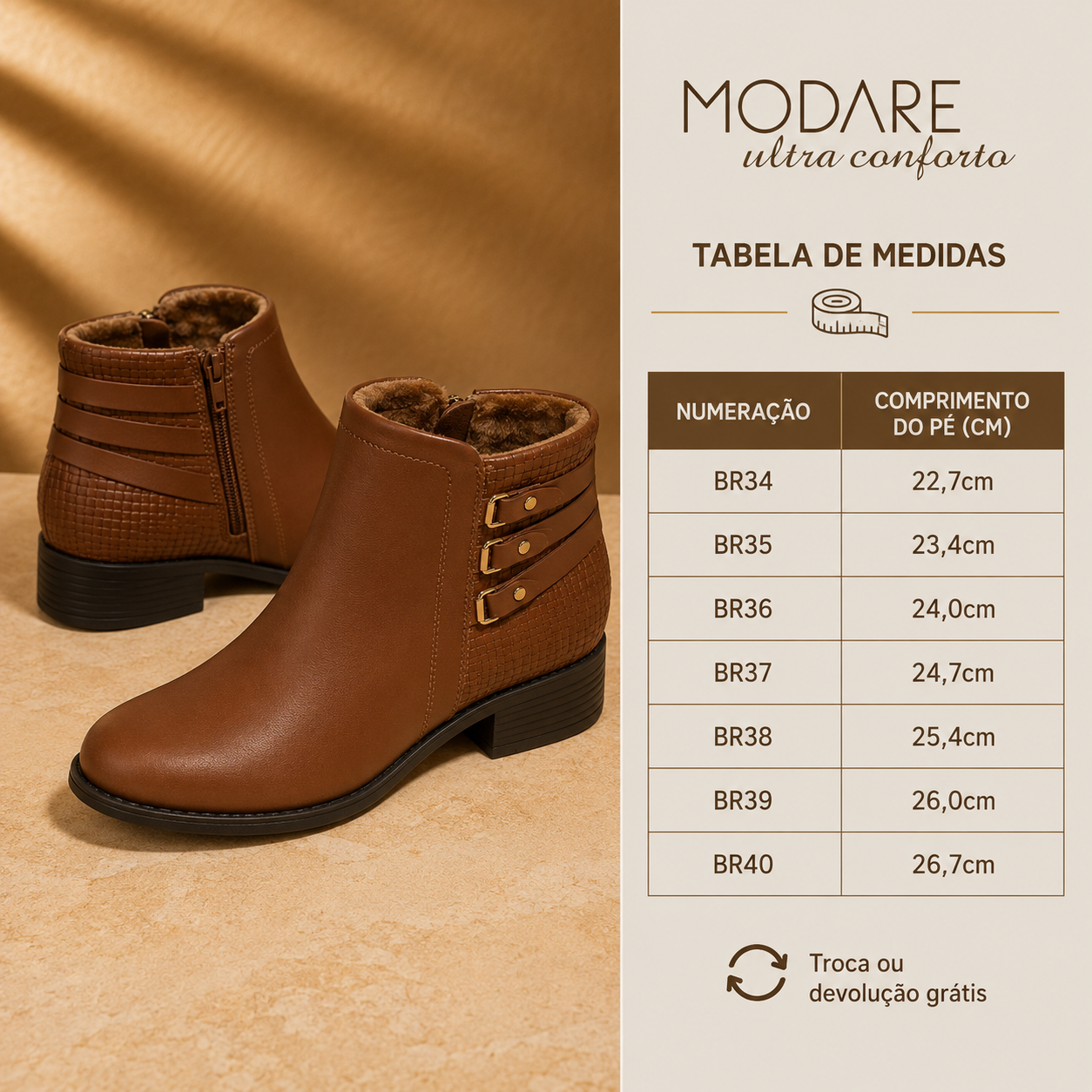 Bota Modare Montaria Avelã Aquecida Elegância em Cada Passo