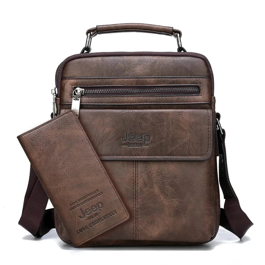 Bolsa de Couro Masculina Jeep - Brinde Carteira Jeep