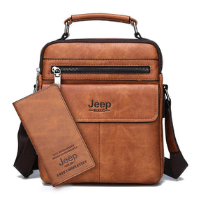 Bolsa de Couro Masculina Jeep - Brinde Carteira Jeep