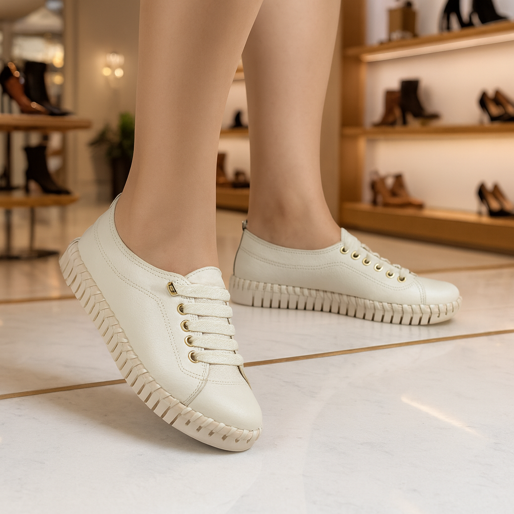 Tênis Feminino Bottero Comfort – Couro Legítimo - Preço Promocional, Apenas Hoje!