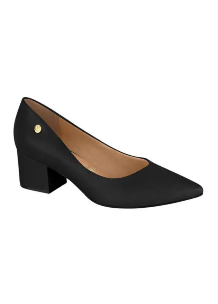 Sapato Scarpin Feminino Vizzano Salto Baixo Quadrado Bloco Grosso Bico Fino