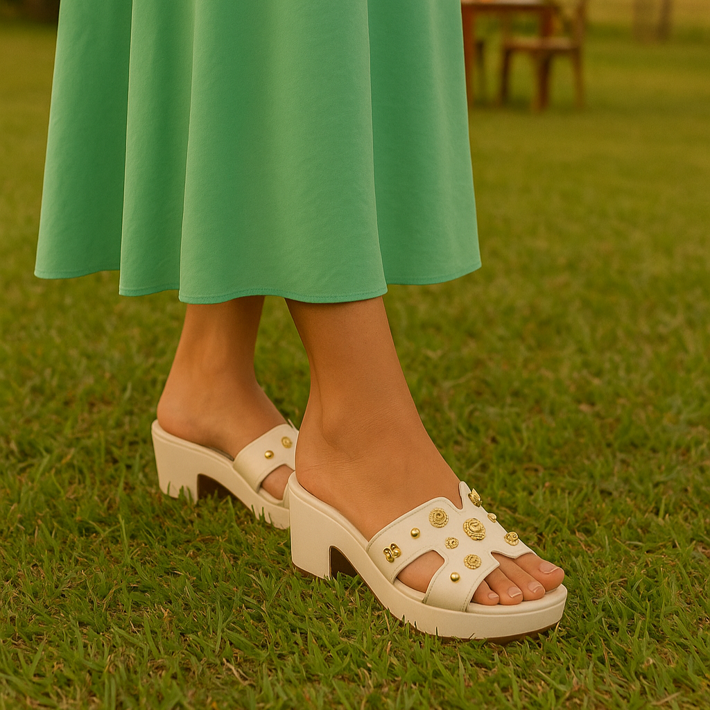 Tamanco Feminino Plataforma Salto Grosso Moleca