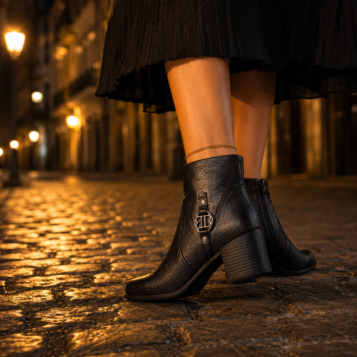 Bota Coturno Cano Curto Couro Bottero Burnish Fivela
