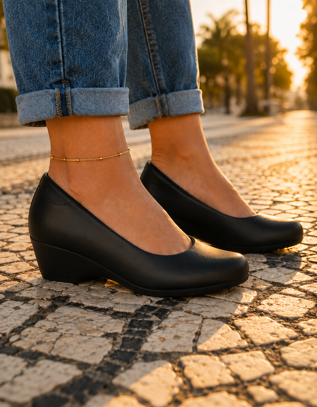 Sapato Scarpin Modare Salto Baixo Grosso  Calce Fácil Preto Bege Marinho 34-39
