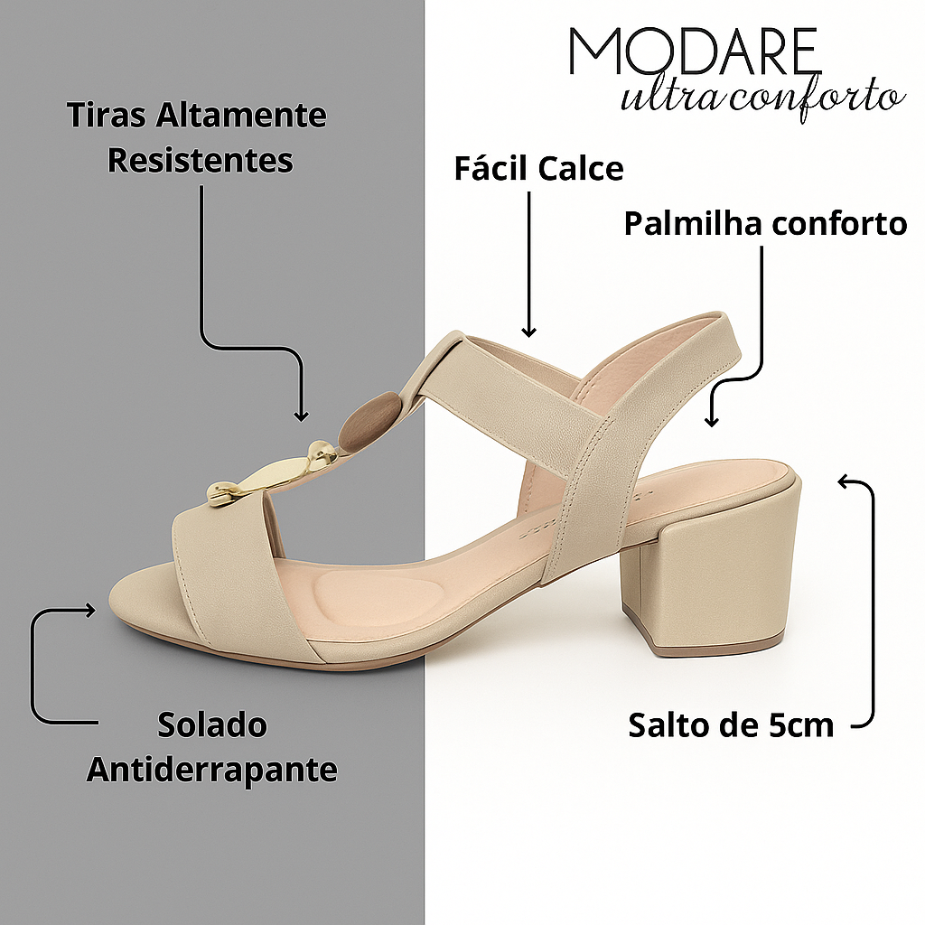 Sandália Feminina Modare Salto Médio Grosso Pedraria - Elegância e Conforto