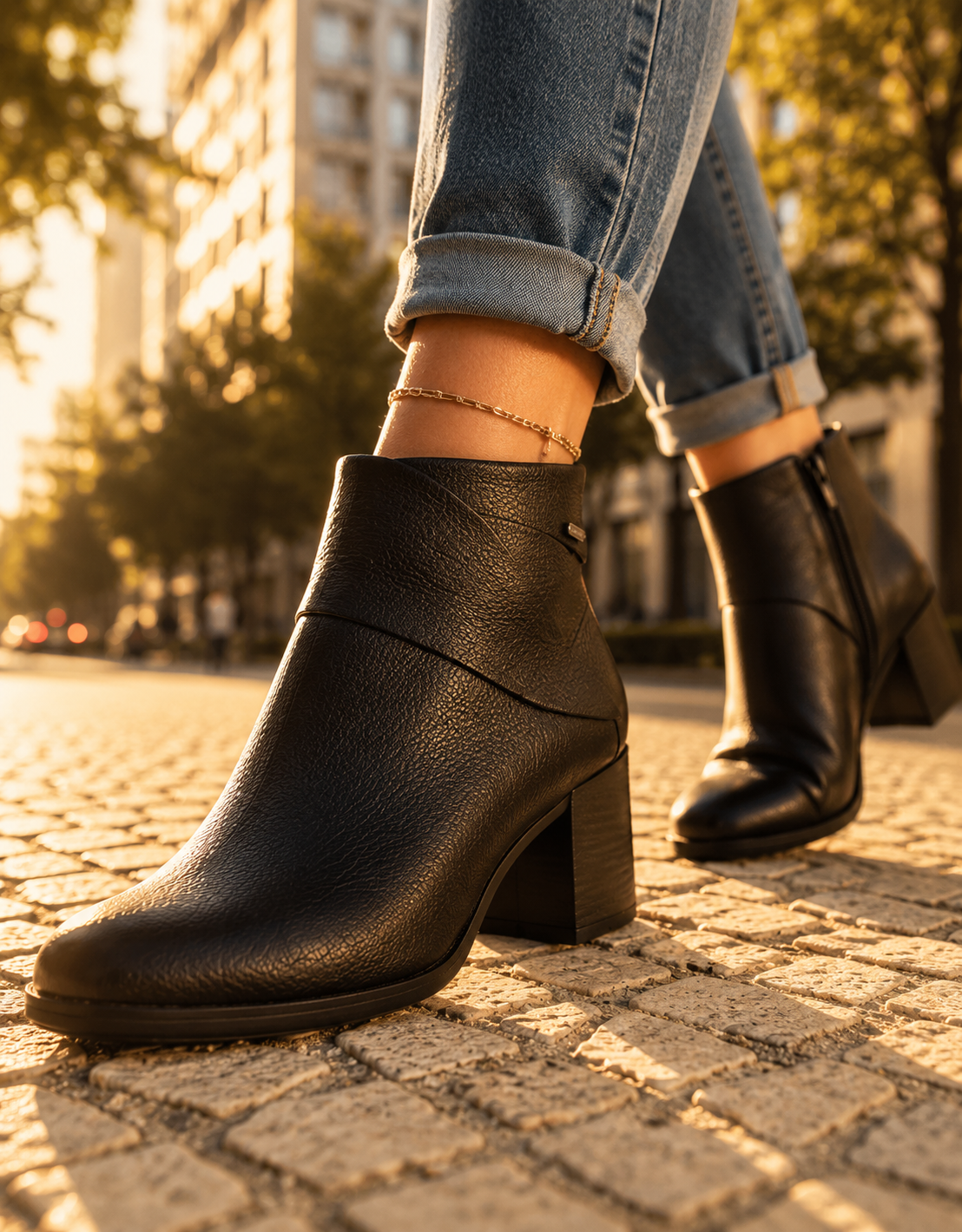 Bota Bottero Feminina Cano Curto Couro Salto Bloco 6 cm Confortável Preta 346918