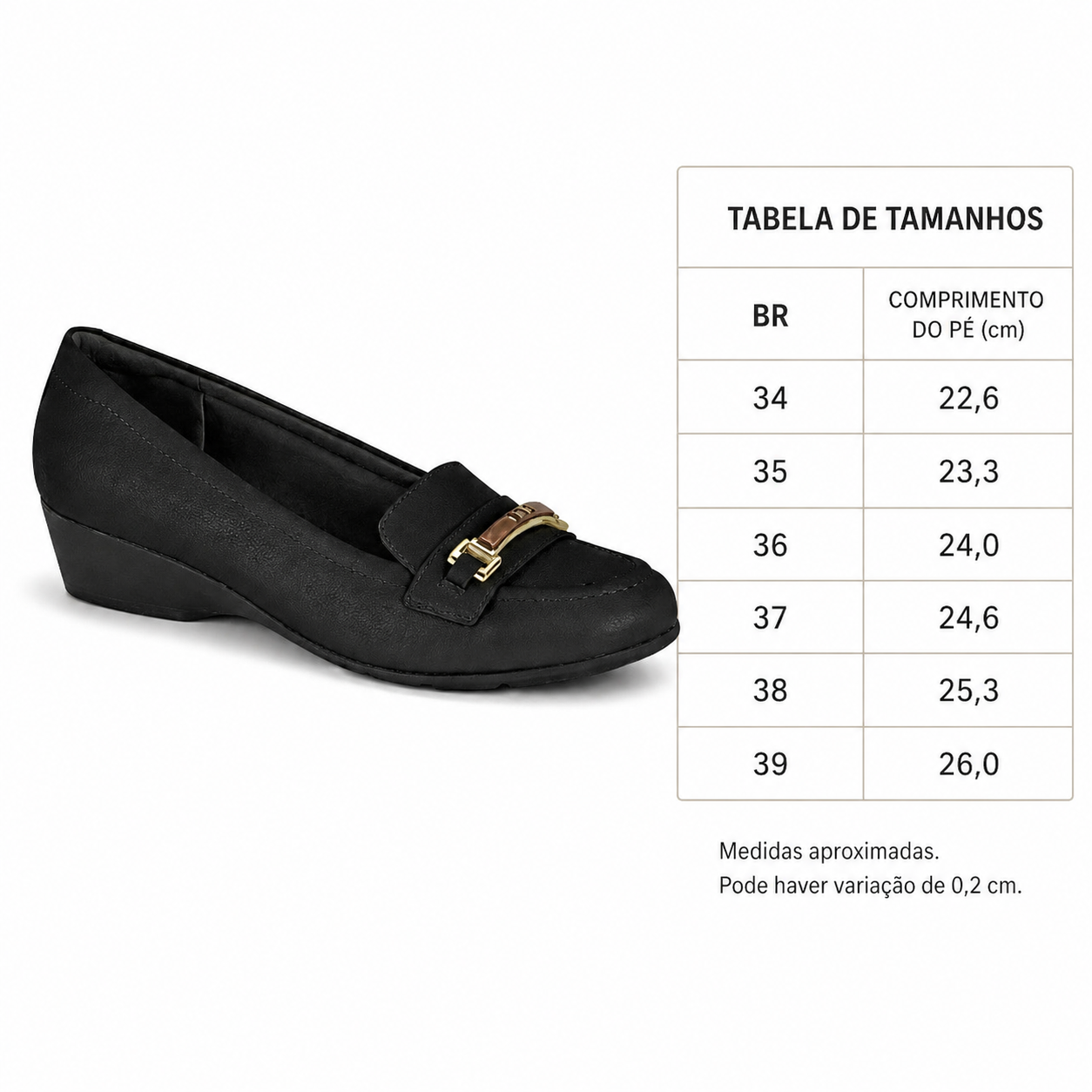 Sapato Anabela Feminino Modare Ultra Conforto com Salto Baixo Ideal para Trabalho e Uso Diário