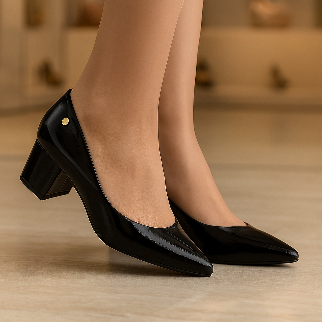 Sapato Scarpin Feminino Vizzano Salto Baixo Quadrado