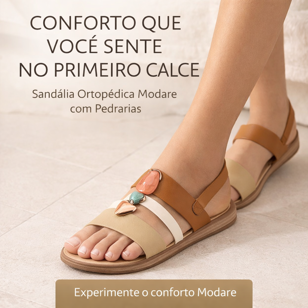 Sandália Feminina Pedraria Ortopédica Modare