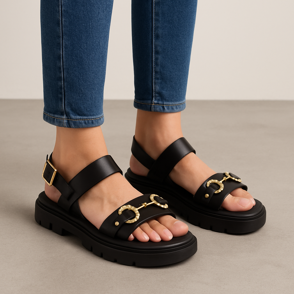 Sandália plataforma Feminina Moleca Flat Tratorada