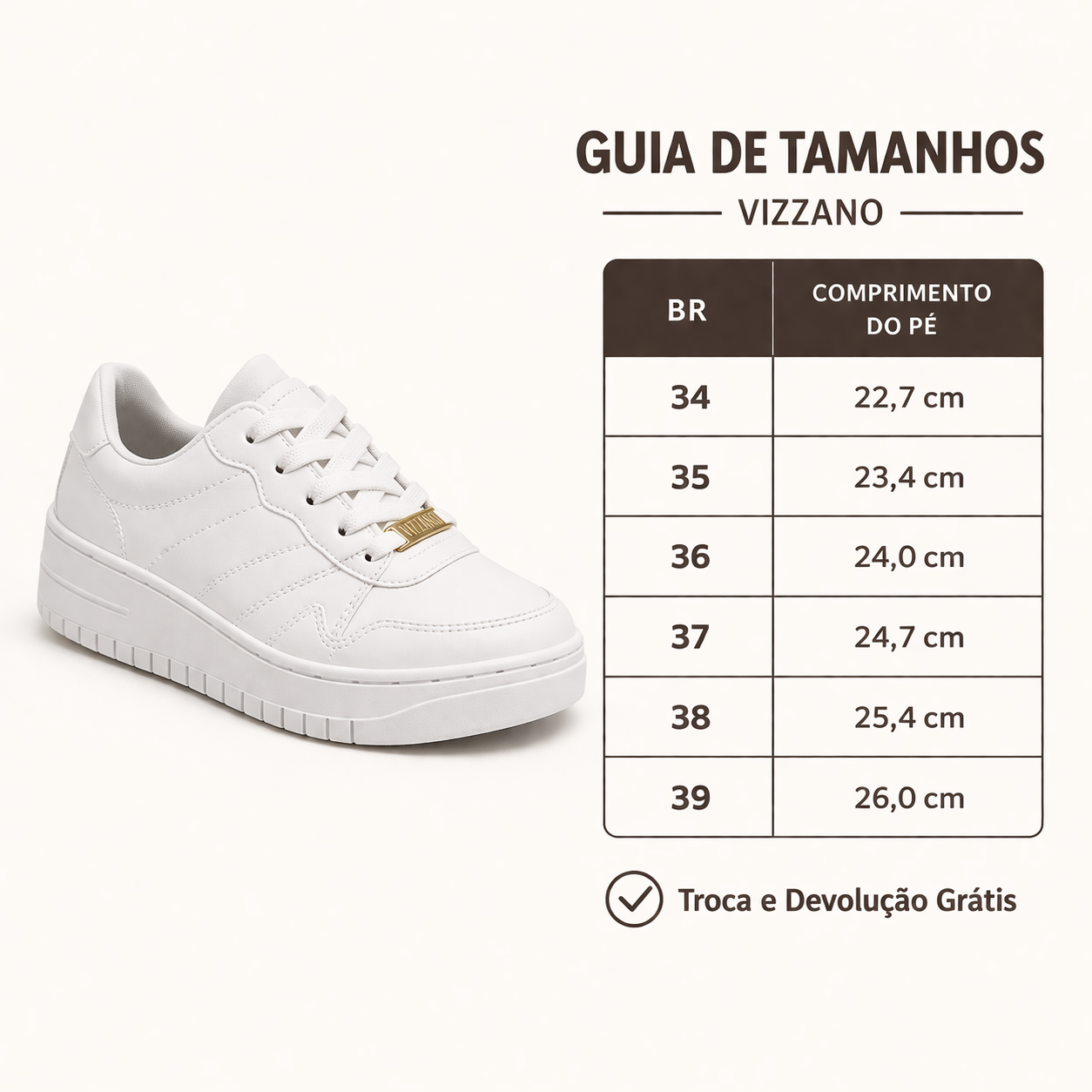 Tênis Feminino Vizzano Branco Plataforma Casual Dia a Dia - de pés cansados a passos leves.