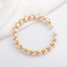 Pulseira Com Pérola de Água Doce Ouro 14k