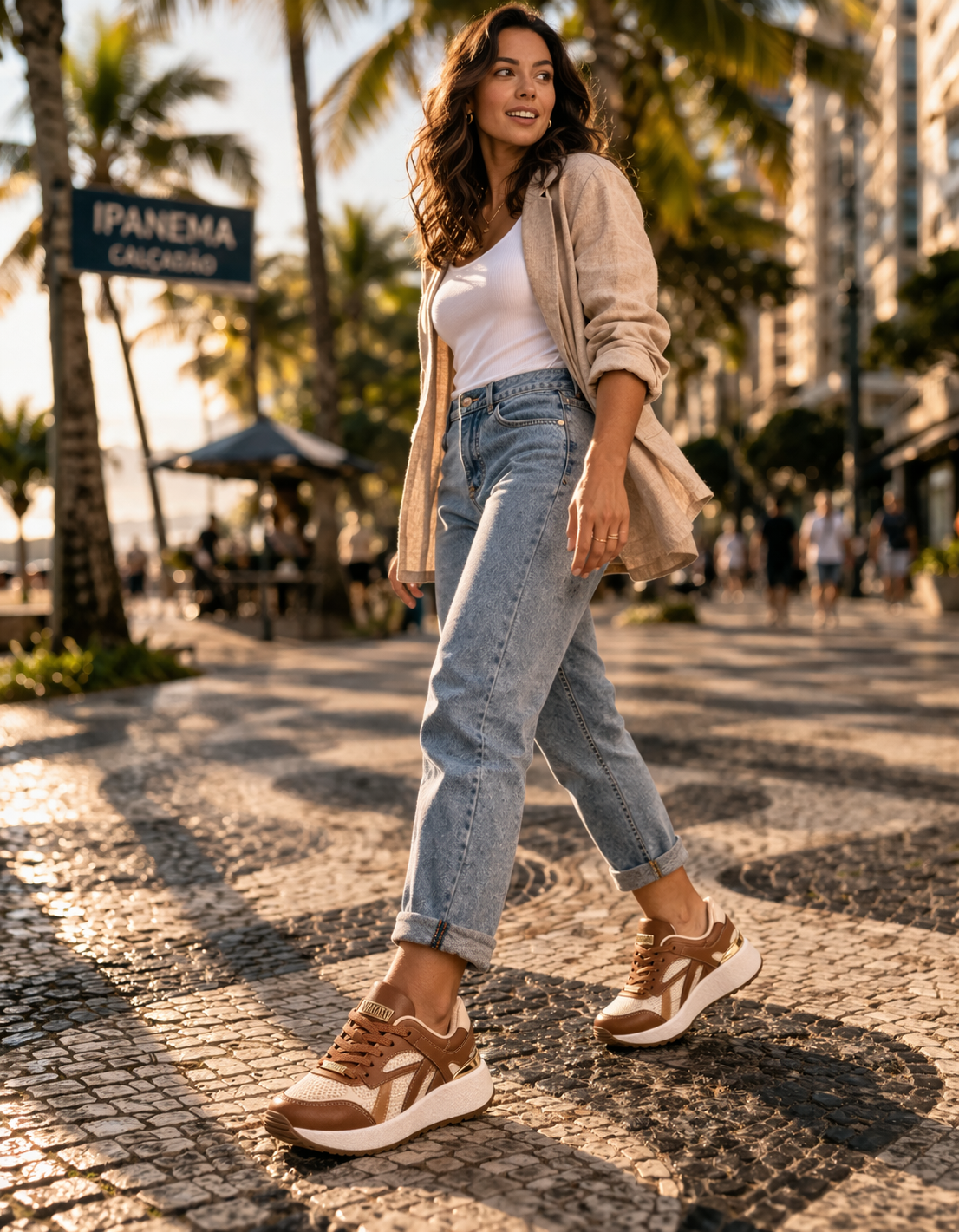 Tênis Feminino Vizzano Casual Mocca Confortável Leve Marrom 34-39