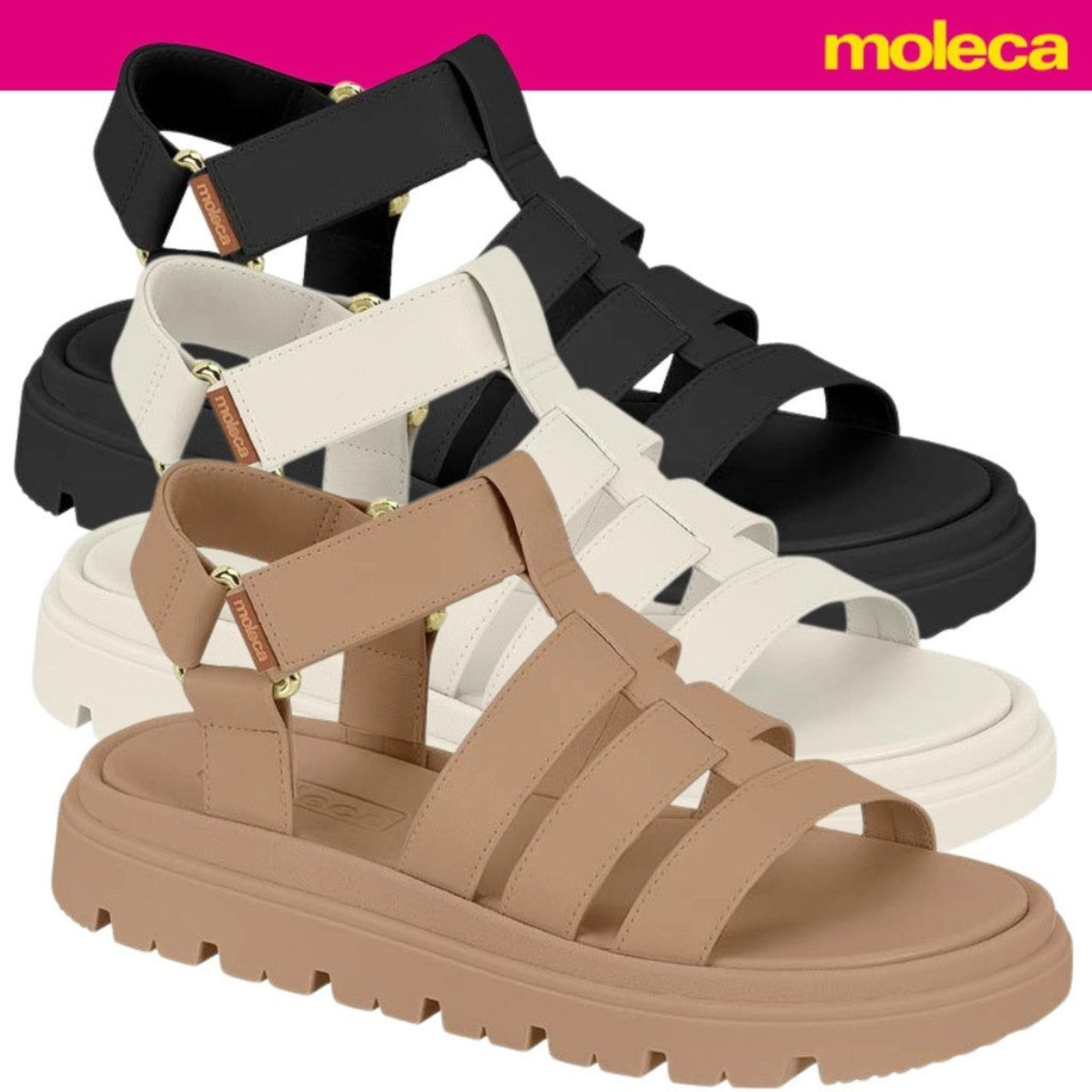 Sandália Papete Feminina Moleca Pescadora Flatform Conforto