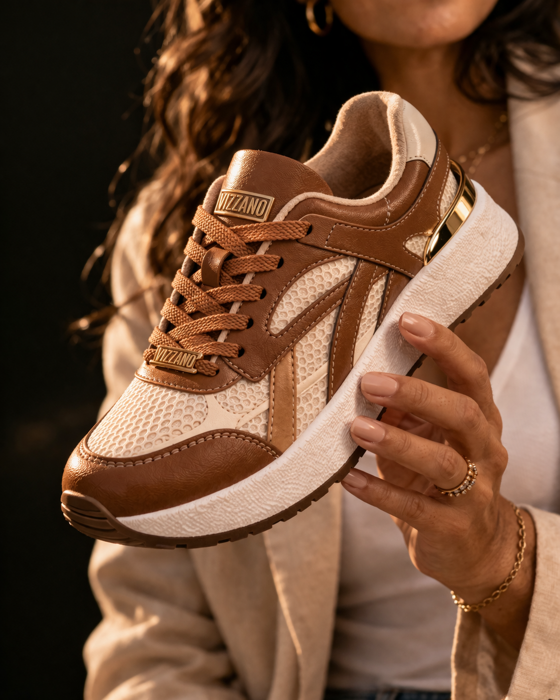 Tênis Feminino Vizzano Casual Mocca Confortável Leve Marrom 34-39