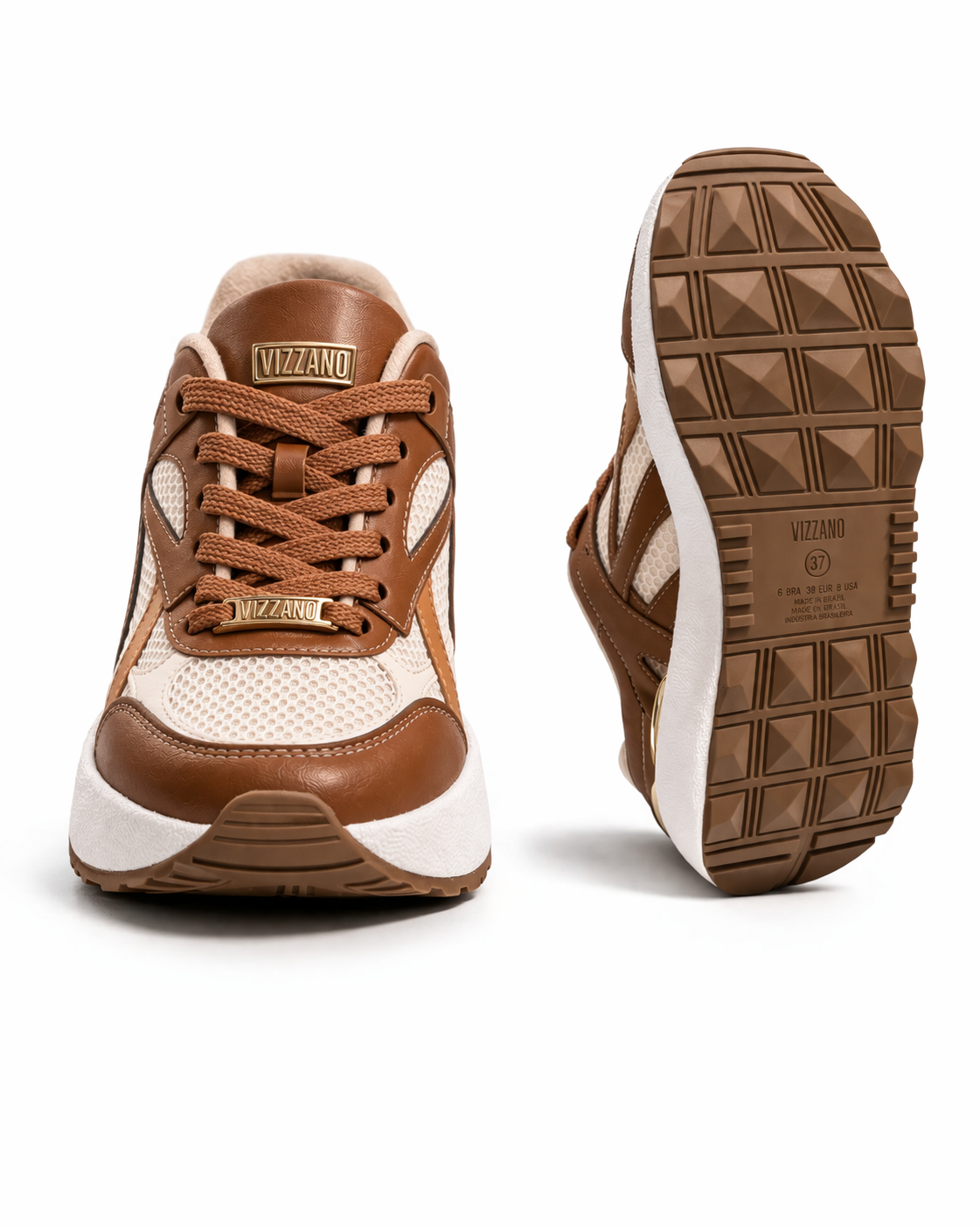 Tênis Feminino Vizzano Casual Mocca Confortável Leve Marrom 34-39