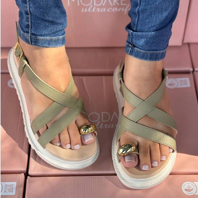 Sandália Modare Feminina Flatform Tiras Cruzadas Dedo