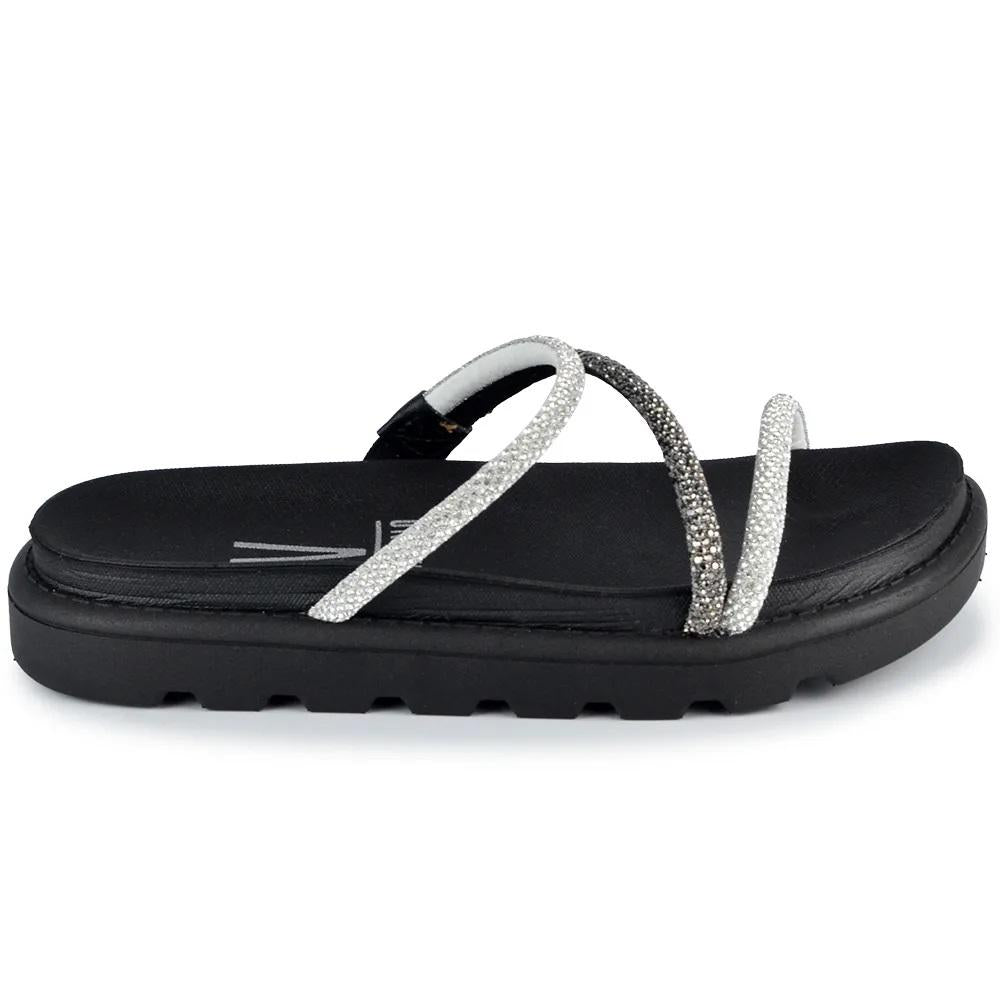 Papete Vizzano Feminina Strass - Estilo Moderno Confortável e Sofisticado