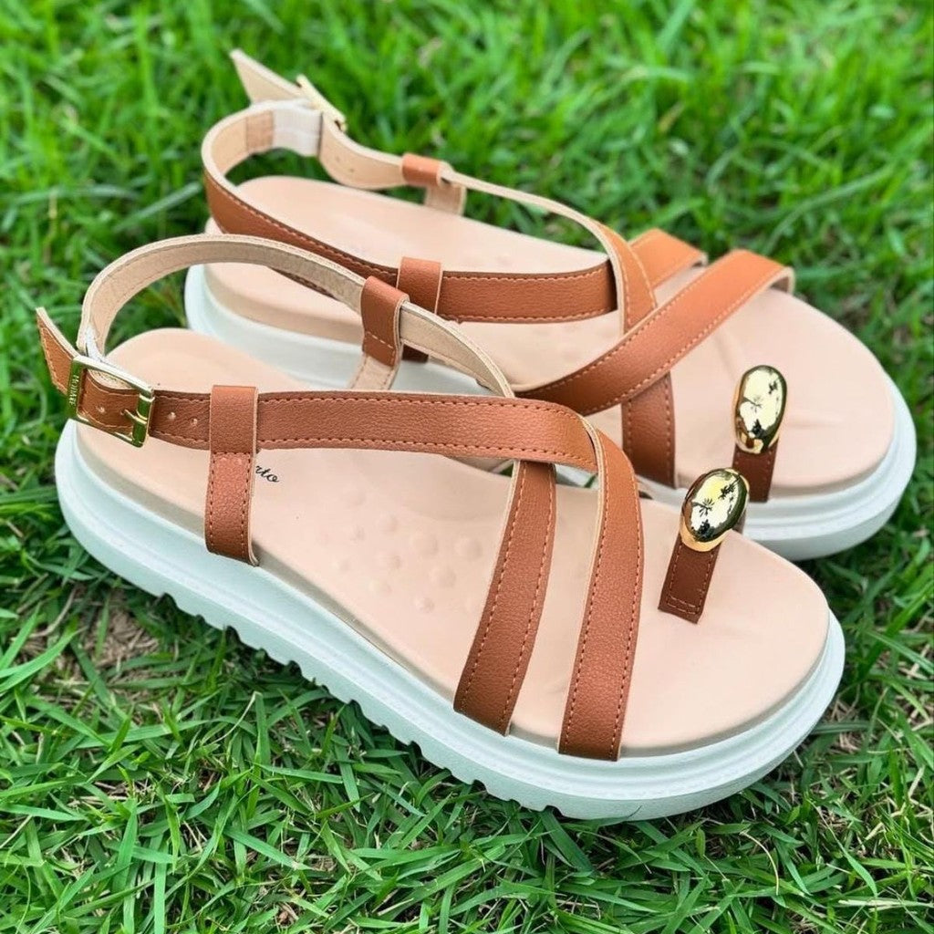 Sandália Modare Feminina Flatform Tiras Cruzadas Dedo