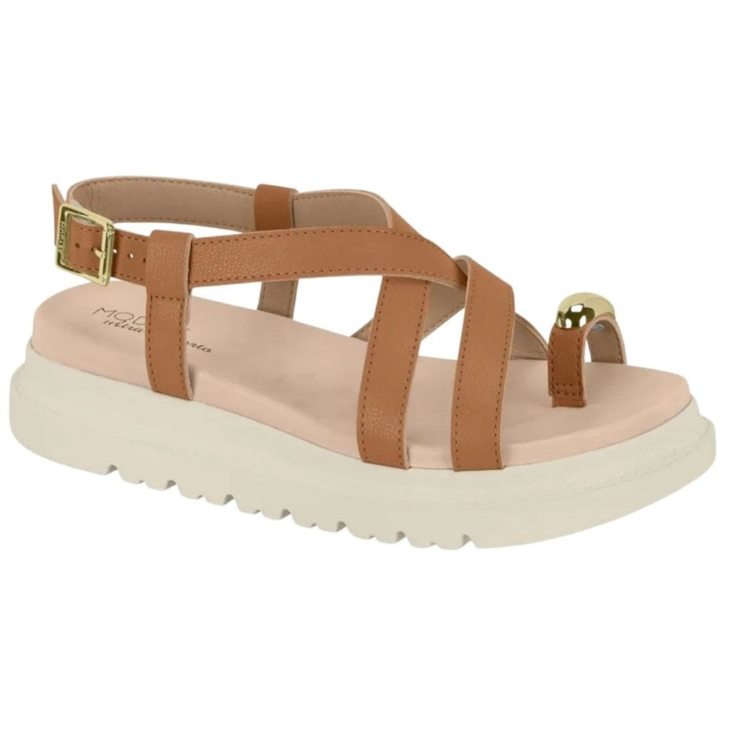 Sandália Modare Feminina Flatform Tiras Cruzadas Dedo