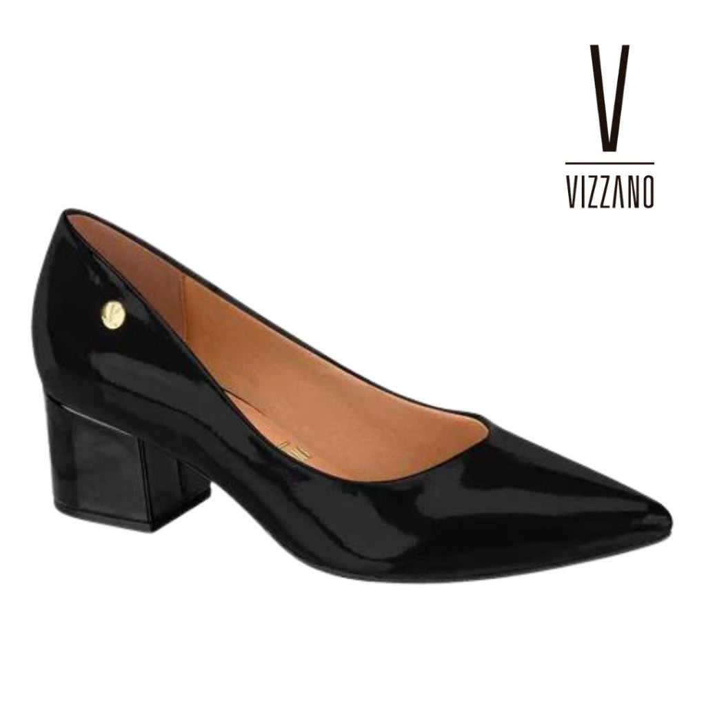 Sapato Scarpin Feminino Vizzano Salto Baixo Quadrado Bloco Grosso Bico Fino