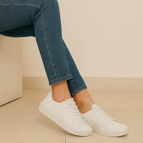 Tênis Feminino Casual Moleca Branco leve e Confortável