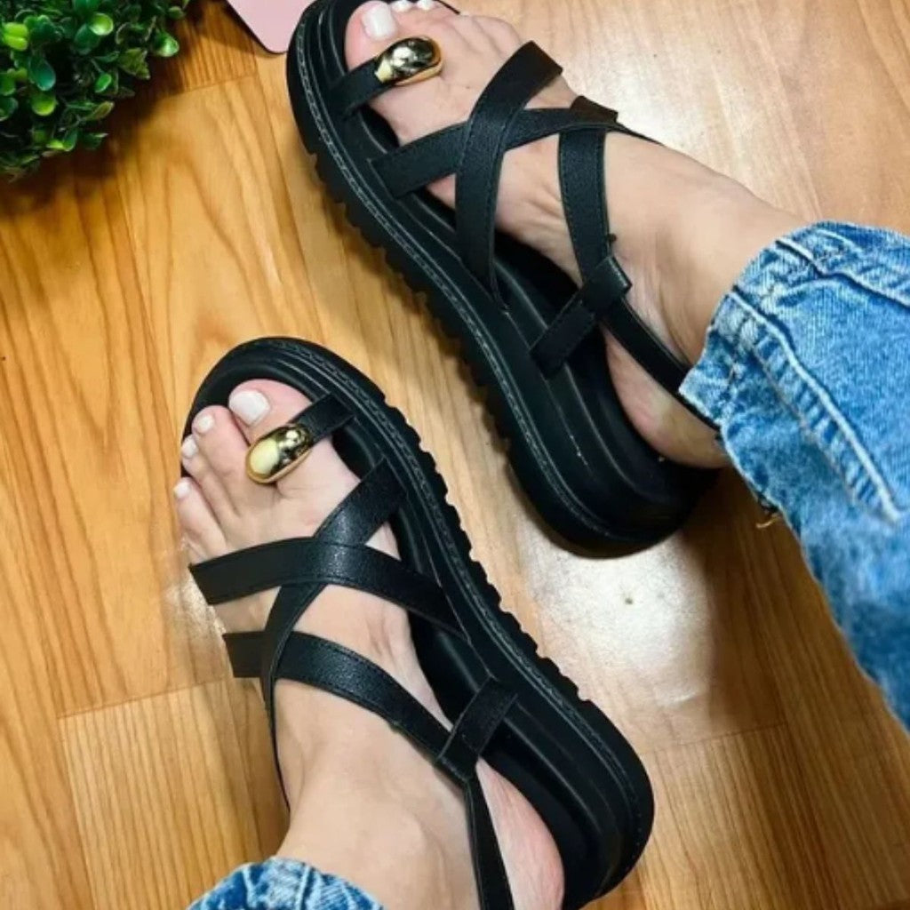 Sandália Modare Feminina Flatform Tiras Cruzadas Dedo