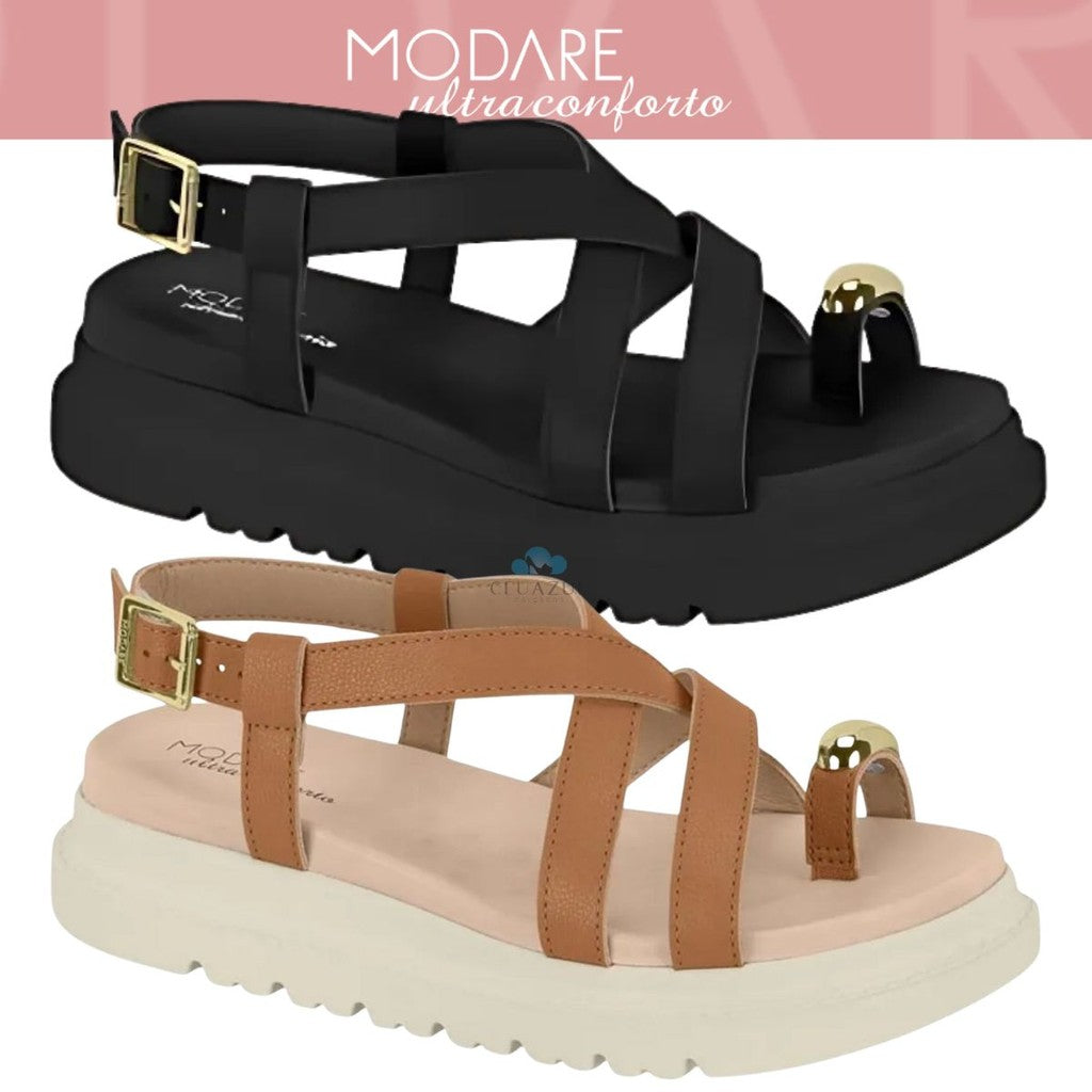 Sandália Modare Feminina Flatform Tiras Cruzadas Dedo