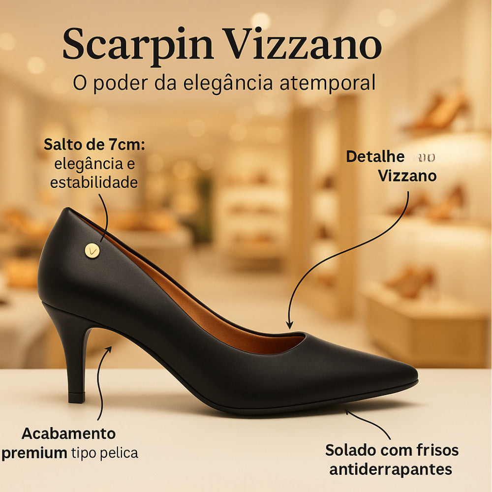 Scarpin Vizzano Feminino Salto Baixo Fino Macio