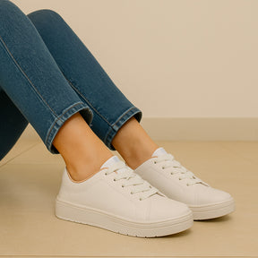 Tênis Feminino Casual Moleca Branco leve e Confortável