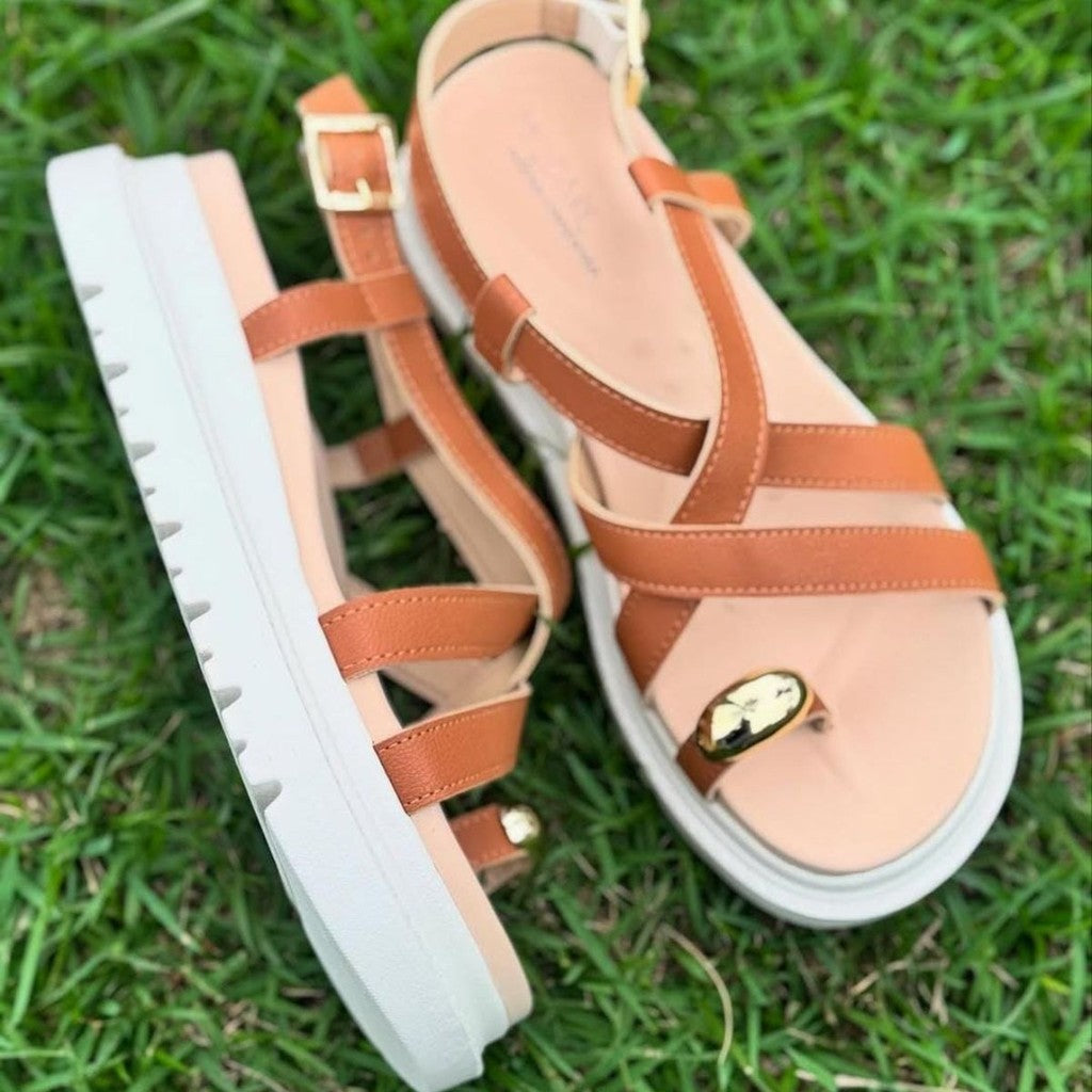 Sandália Modare Feminina Flatform Tiras Cruzadas Dedo
