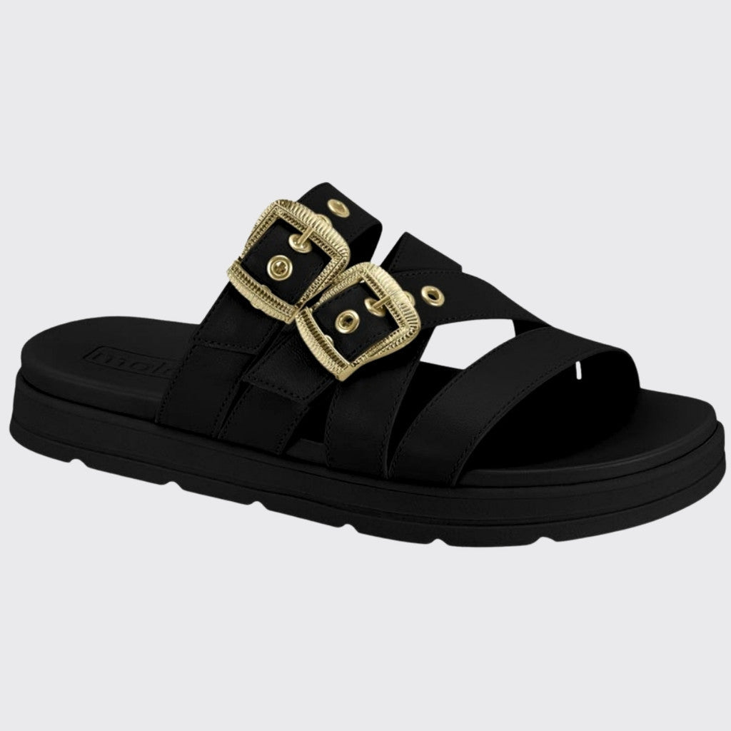 Sandália Slide Feminina Flatform Tiras Cruzadas Moleca
