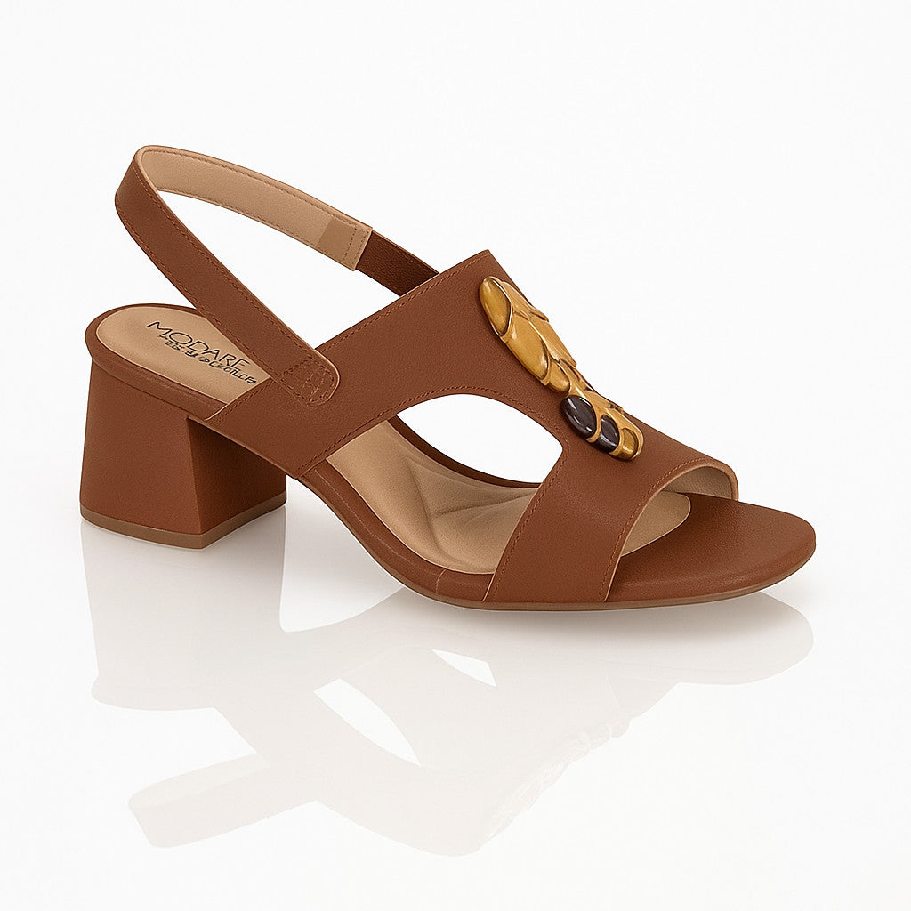 Sandália Feminina Salto Bloco Modare Ultraconforto Pedraria