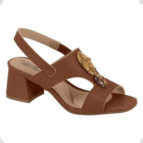 Sandália Feminina Salto Bloco Modare Ultraconforto Pedraria