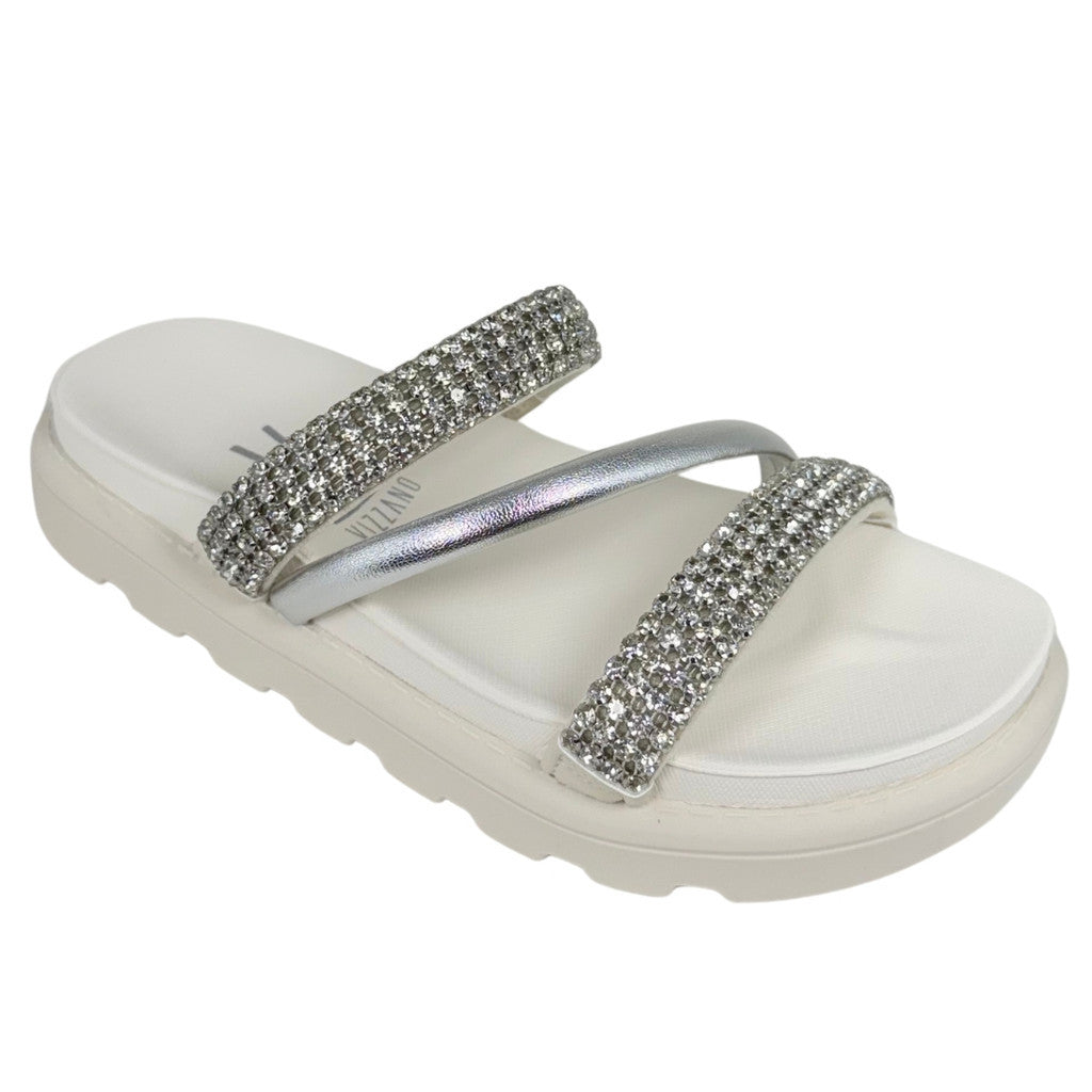 Sandália feminino papete Flatform Brilho Strass