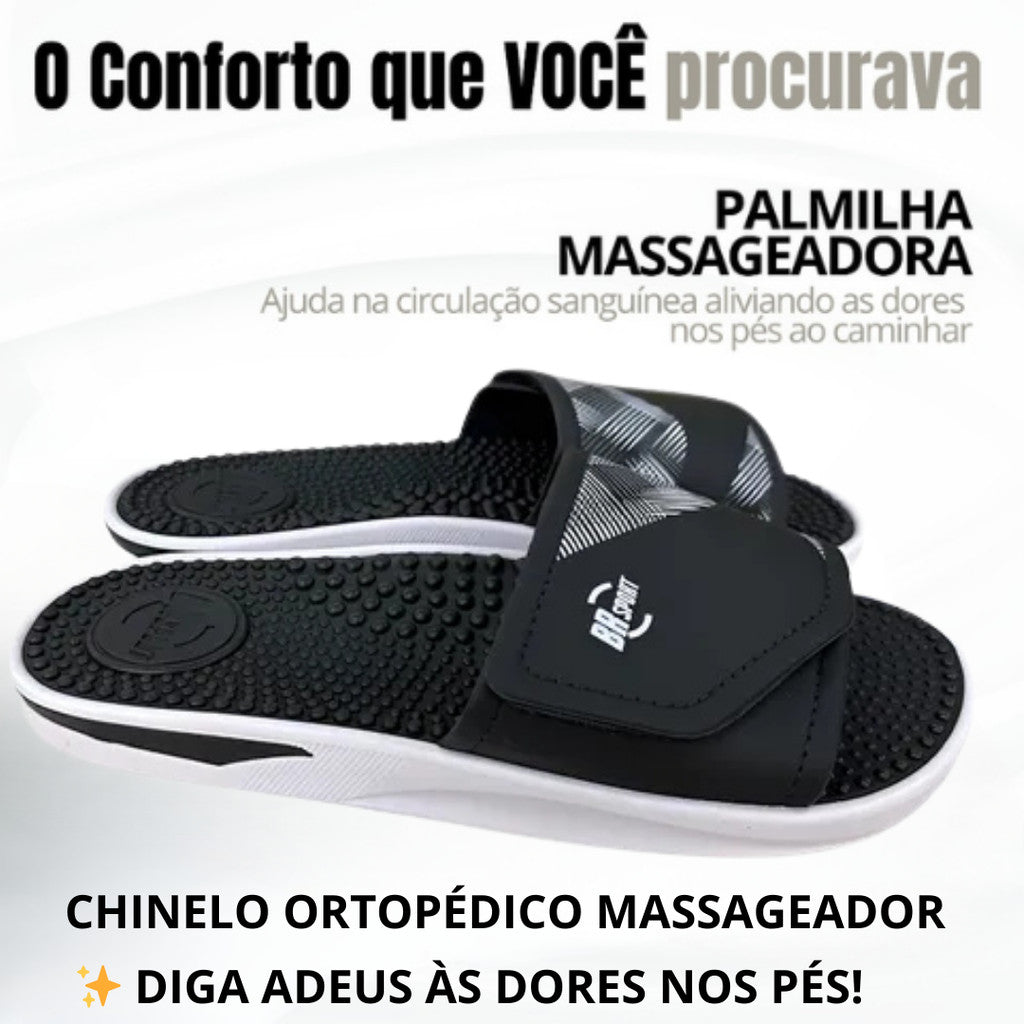 Chinelo Ortopédico Massageadora Slide Masculino BR Sport  Confortável Palmilha