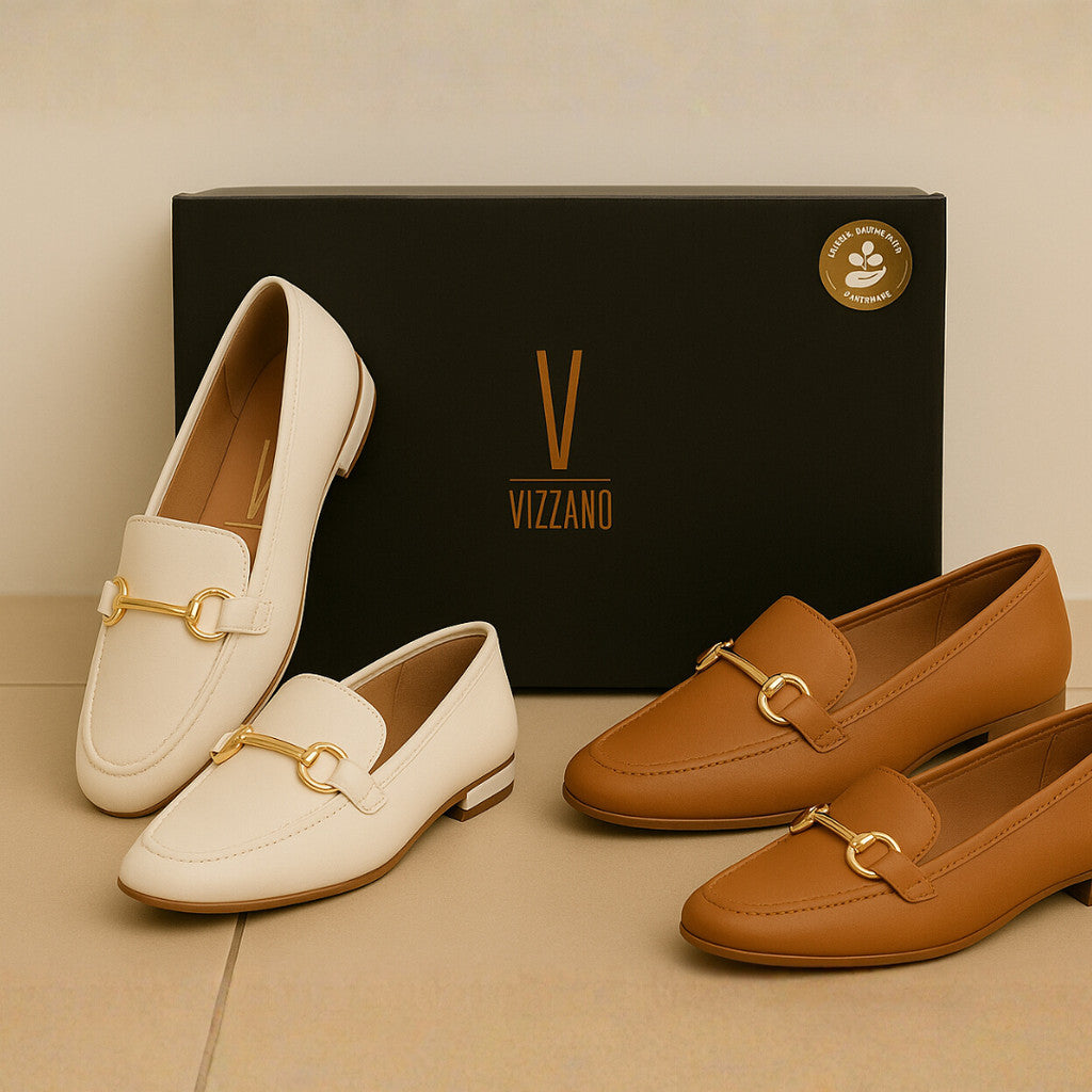 Sapato mocassim feminino Vizzano Bico Fino Confortável