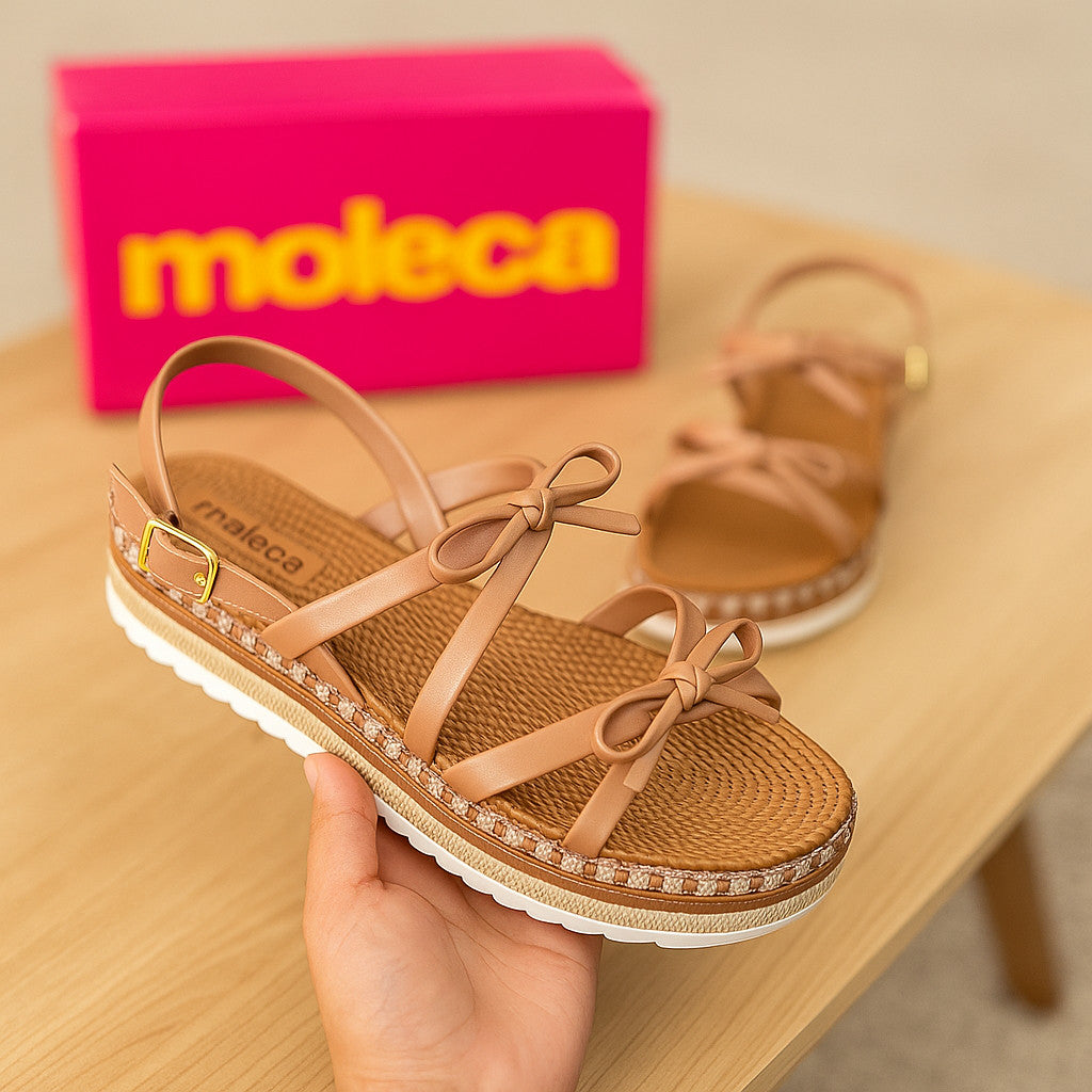 Sandália Feminina Moleca Flatform Boho Retro