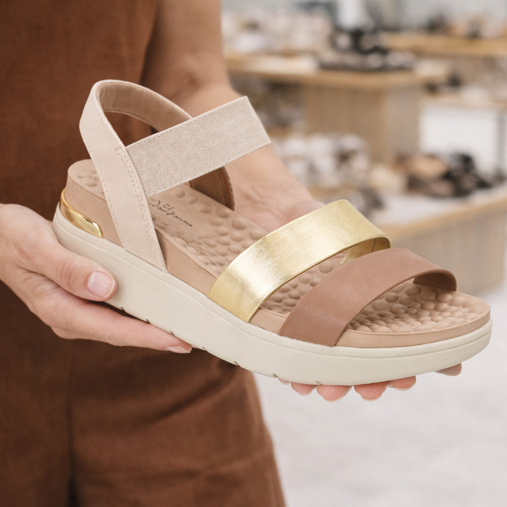 Sandalia Modare Feminina Macia Ortopedica Elastico Esporão